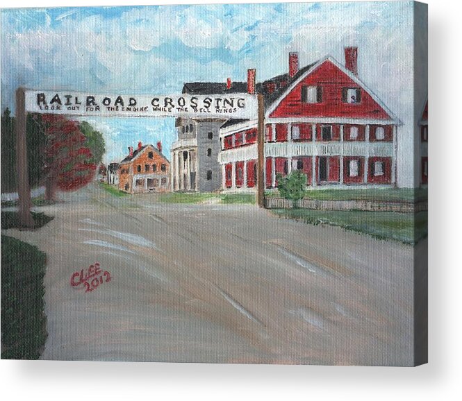 Architecture Acrylic Print featuring the painting Railroad Crossing by Cliff Wilson