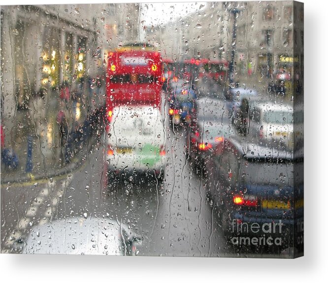 London Acrylic Print featuring the photograph Rainy Day London Traffic by Ann Horn