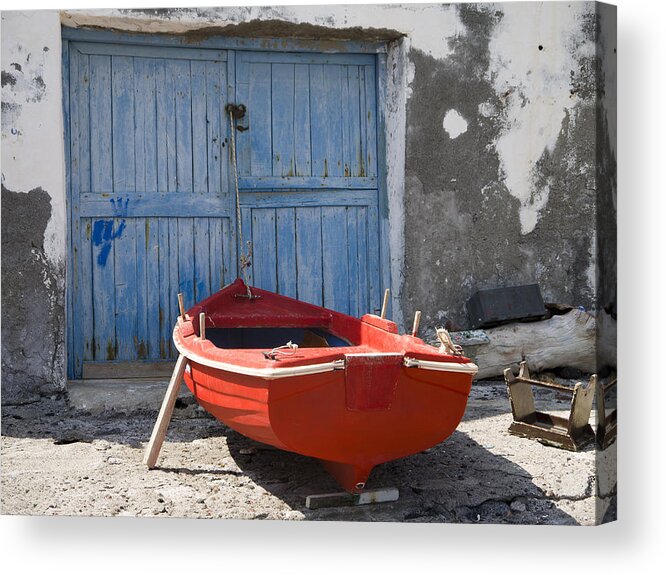Santorini Acrylic Print featuring the photograph Red and the Blue by Brenda Kean