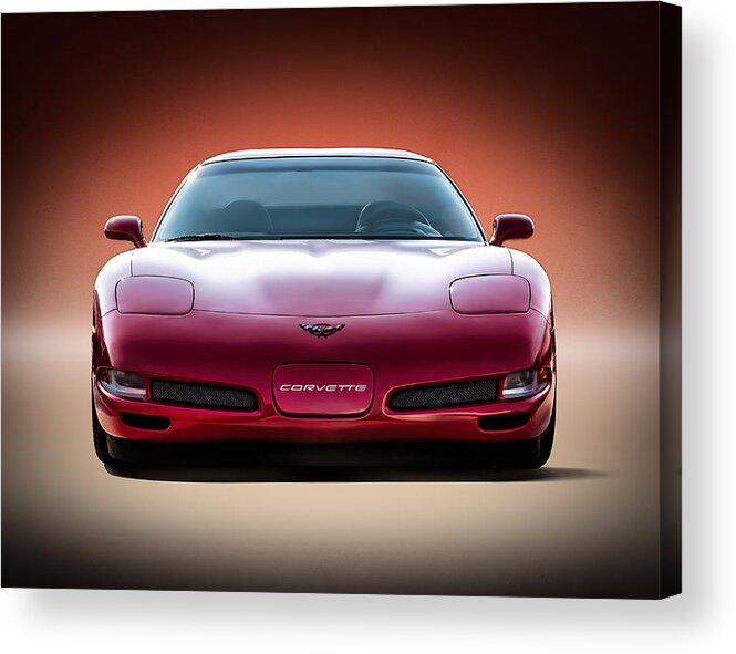 Corvette Acrylic Print featuring the digital art Red by Douglas Pittman