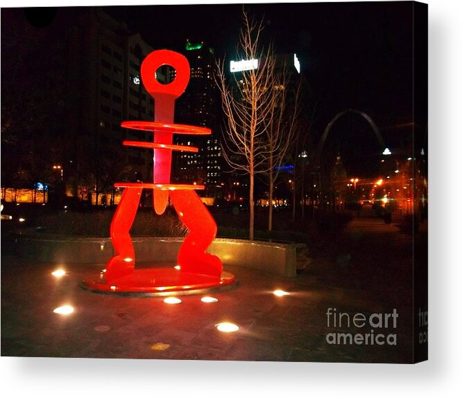  Acrylic Print featuring the photograph Red Man at City Garden by Kelly Awad