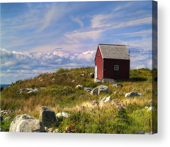 2008 Acrylic Print featuring the photograph Red Shack by the Water by Ken Morris