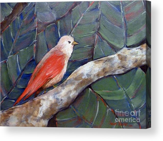 Birds Acrylic Print featuring the painting Red Winged by Susan Fisher