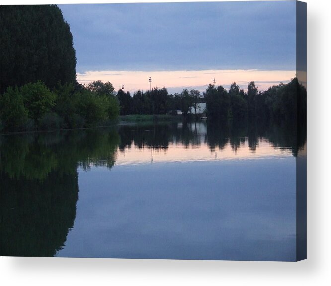 Sandra Muirhead Artist/photographer France Canal Des Vosges Photography Reflections On The Water Acrylic Print featuring the photograph Reflections on La Saone by Sandra Muirhead