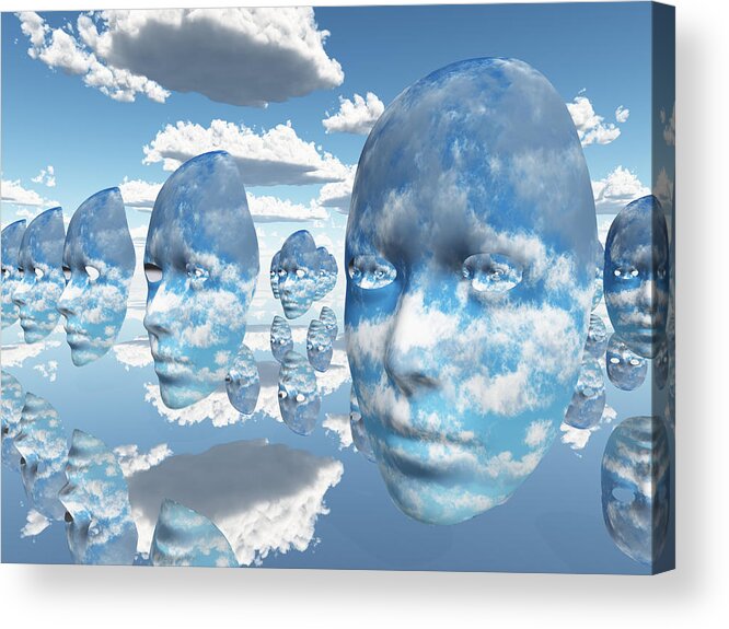 Clouds Acrylic Print featuring the digital art Repeating faces of clouds by Bruce Rolff