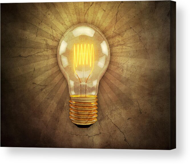 Lightbulb Acrylic Print featuring the digital art Retro Light Bulb by Scott Norris