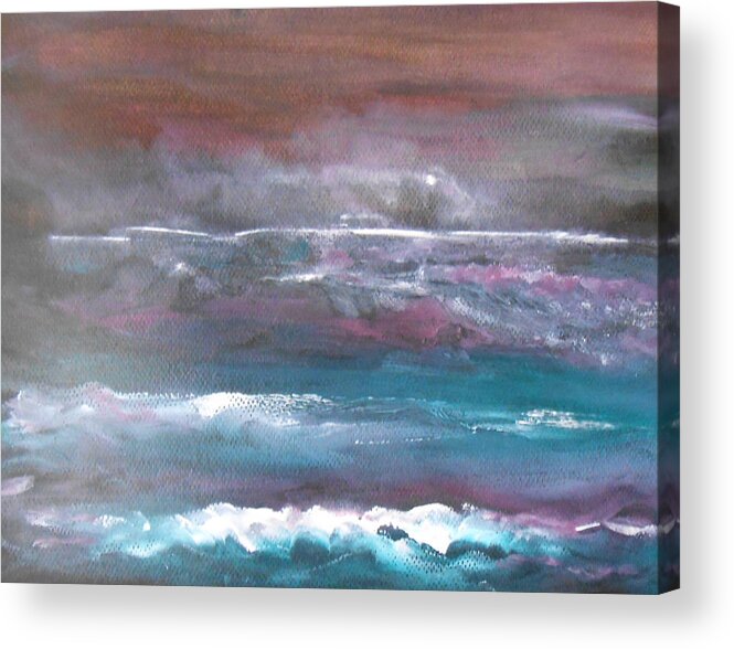 Seascape Acrylic Print featuring the painting Romancing The Moon by Jane See