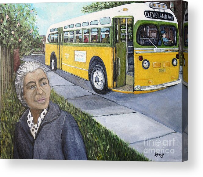 Black History Month Acrylic Print featuring the painting Rosa Parks by Reb Frost