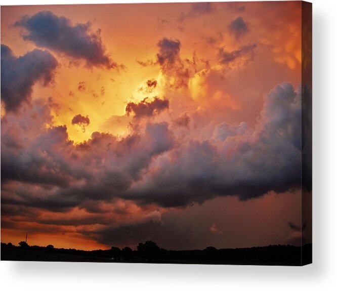 Sunset Acrylic Print featuring the photograph Rose Colored Supercell by Ed Sweeney