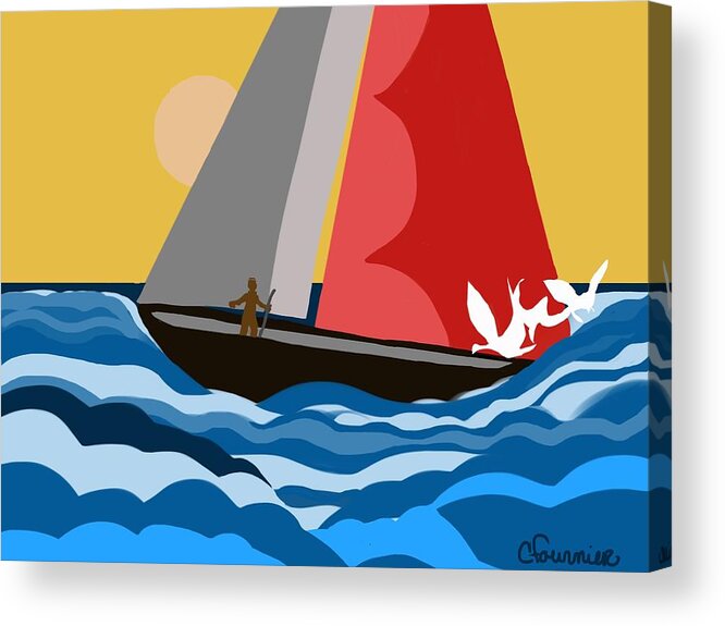 Sail Boat Acrylic Print featuring the digital art Sail Day by Christine Fournier