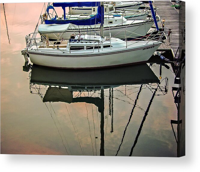 Nature Acrylic Print featuring the photograph Sailboat Reflection by Michael Whitaker