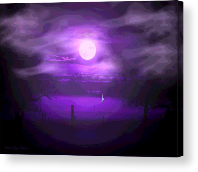 Moon Acrylic Print featuring the digital art Sailing In The Moonlight by Joyce Dickens