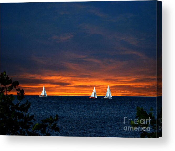 Sailboat Acrylic Print featuring the photograph Sailing Into The Sunset by Ms Judi