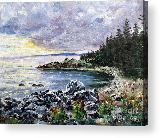 Seascape Acrylic Print featuring the painting Salisbury Cove by Lee Piper