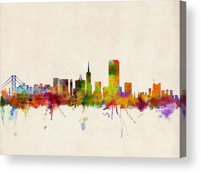 San Francisco Acrylic Print featuring the digital art San Francisco City Skyline by Michael Tompsett