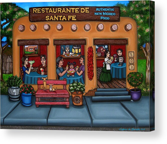 Folk Art Acrylic Print featuring the painting Santa Fe Restaurant by Victoria De Almeida