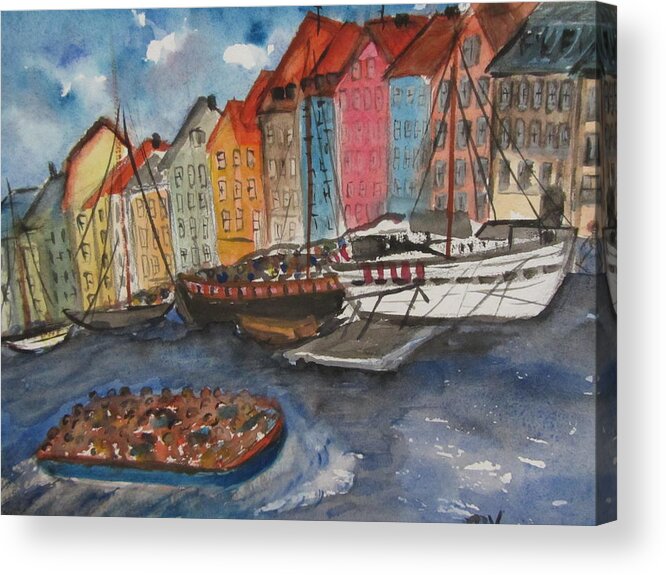 Sea Acrylic Print featuring the painting Seashore in Scandinavia by Lucille Valentino