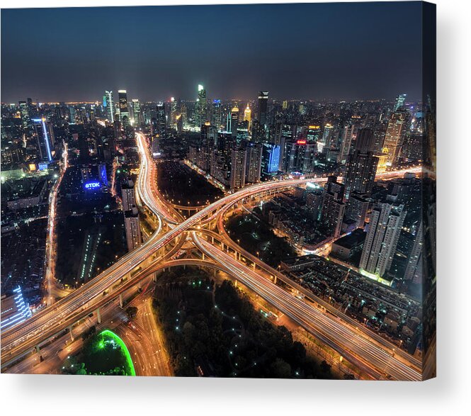 Built Structure Acrylic Print featuring the photograph Shanghai Highway Stack Interchange And by Hugociss