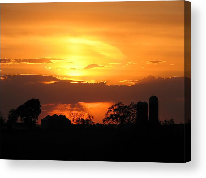 Farmer Acrylic Print featuring the photograph Silo Sunset by Dale Kauzlaric