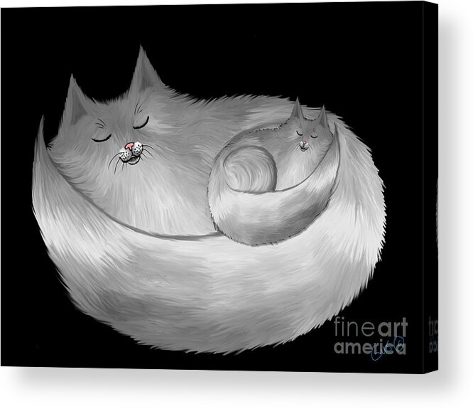 Silver Cats Acrylic Print featuring the painting Silver Cats by Nick Gustafson