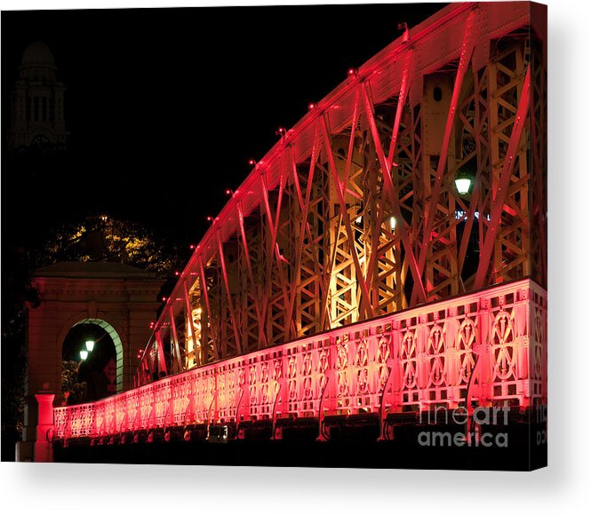 Singapore Acrylic Print featuring the photograph Singapore Anderson Bridge At Night by Rick Piper Photography