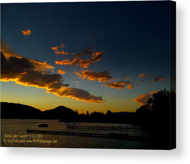  Acrylic Print featuring the photograph Skaha Lake Sunset 02 July02/2013 by Guy Hoffman