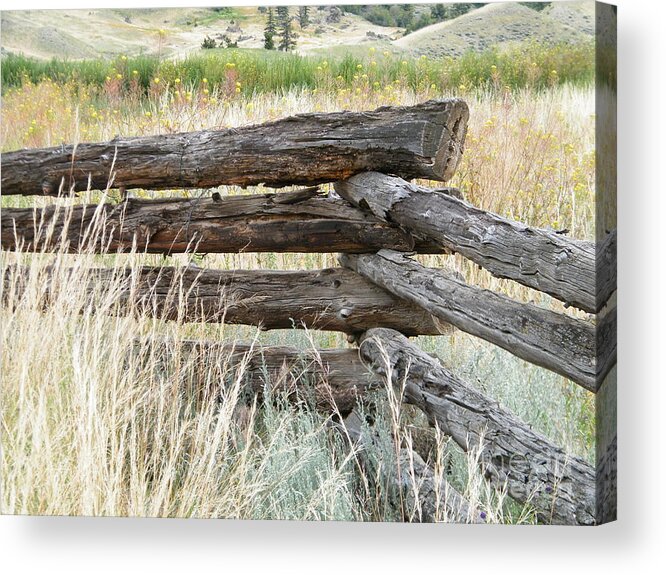 Snake Fence Acrylic Print featuring the photograph Snake Fence and Sage Brush by Ann E Robson