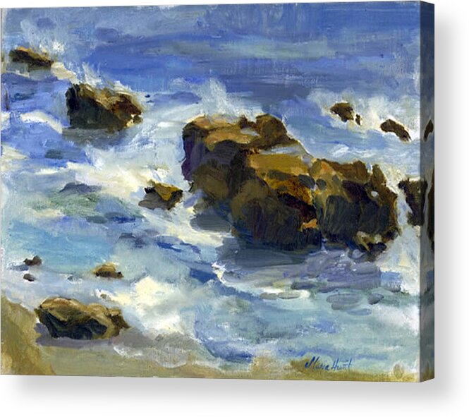 Waves Acrylic Print featuring the painting Soothed By The Sea... by Maria Hunt