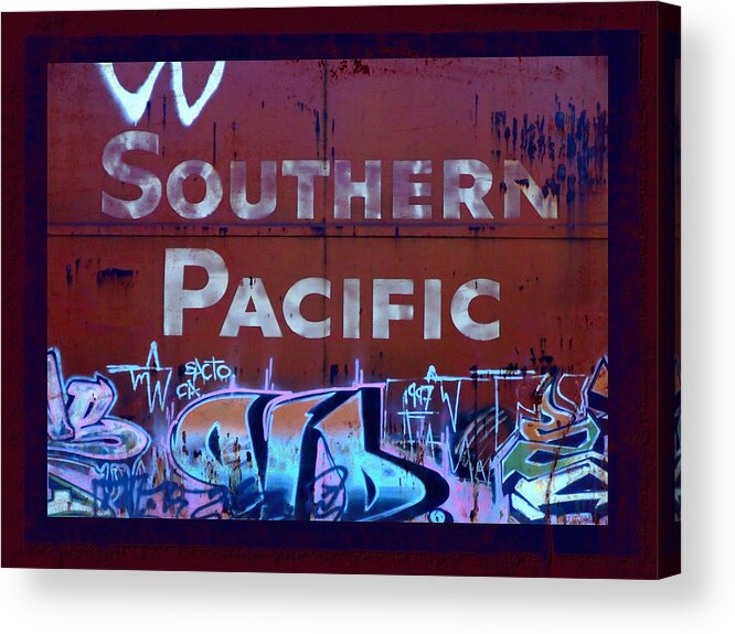 Tag Art Acrylic Print featuring the photograph Southern Pacific by Donna Blackhall