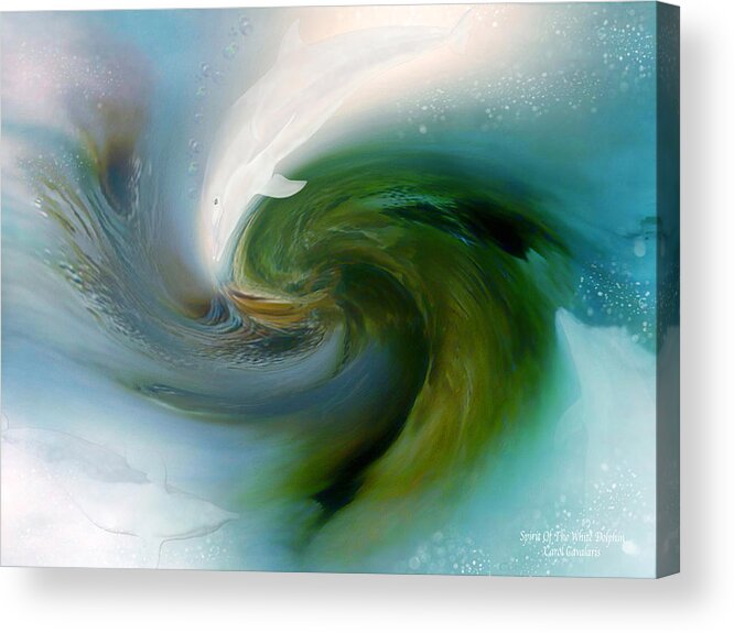 White Dolphin Acrylic Print featuring the mixed media Spirit Of The White Dolphin by Carol Cavalaris