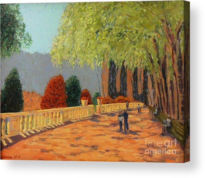 Landscape Acrylic Print featuring the painting Spring at the park by Monica Elena