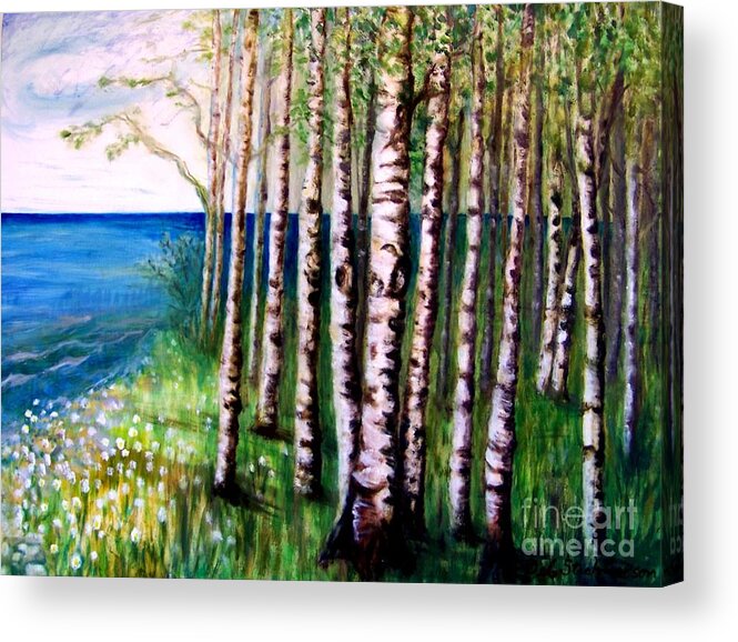 Oil Painting Acrylic Print featuring the painting Spring Birch by Deb Stroh-Larson