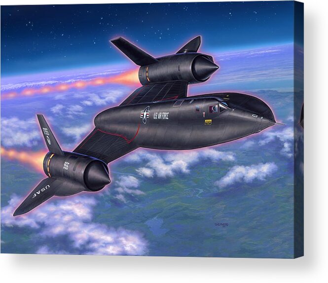 Sr-71 Acrylic Print featuring the painting SR-71 Blackbird by Stu Shepherd