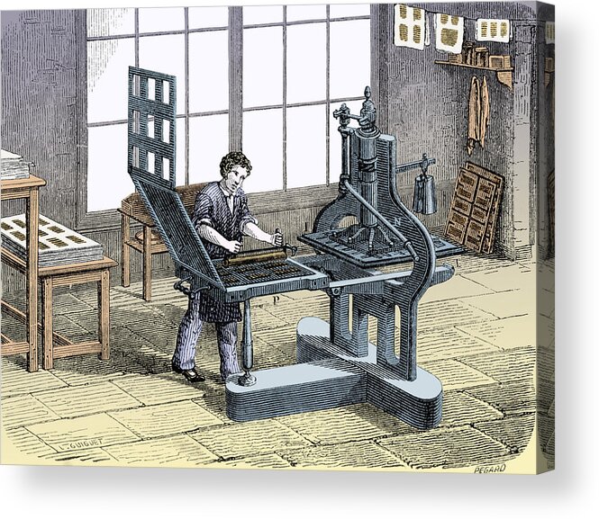Science Acrylic Print featuring the photograph Stanhope Press, First Iron Printing by Science Source