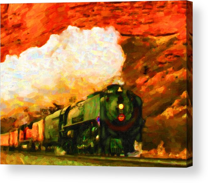 Art Acrylic Print featuring the digital art Steam and Sandstone by Chuck Mountain