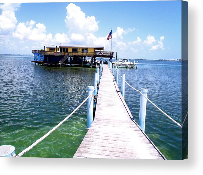 Stiltsville Acrylic Print featuring the photograph Stiltsville Dock by Carey Chen