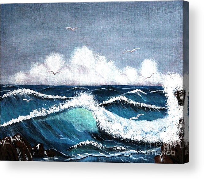 Storm At Sea Acrylic Print featuring the painting Storm at Sea by Barbara A Griffin