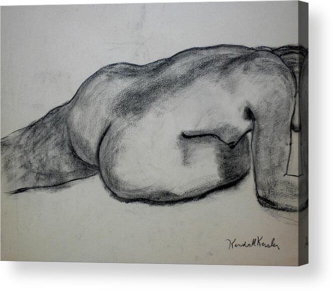 Nude Acrylic Print featuring the drawing Strength by Kendall Kessler
