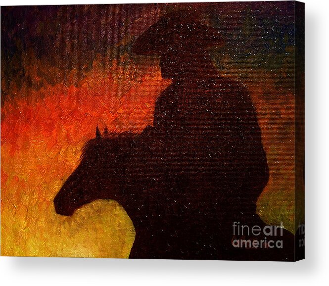 Western Acrylic Print featuring the painting Sundown by Catherine Howley