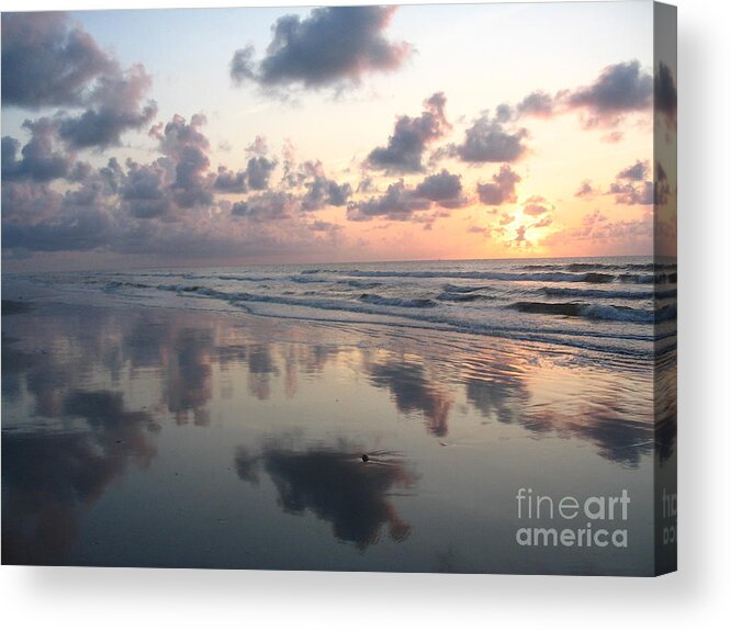 Sunrise With Purple Cloud Reflections Acrylic Print featuring the photograph Sunrise With Purple Cloud Reflections by Paddy Shaffer