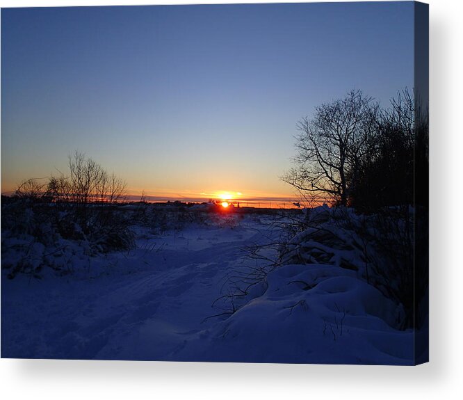 Island Acrylic Print featuring the photograph Sunset after the Snow by Robert Nickologianis