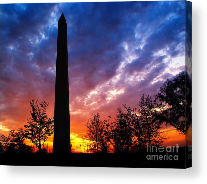 Landmark Acrylic Print featuring the photograph Sunset at the Washington Monument by Nick Zelinsky Jr