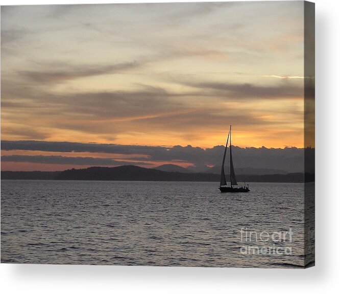 Sunset Acrylic Print featuring the photograph Sunset Sail in Seattle by Laura Wong-Rose
