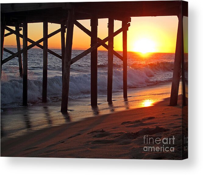 Beach Acrylic Print featuring the photograph Sunset Under The Pier by Kelly Holm