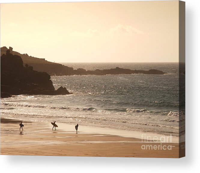 Surf Acrylic Print featuring the photograph Surfers on beach 03 by Pixel Chimp