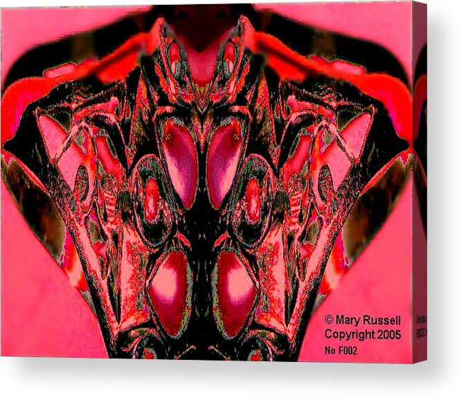 Red Acrylic Print featuring the digital art Susie Wong by Mary Russell