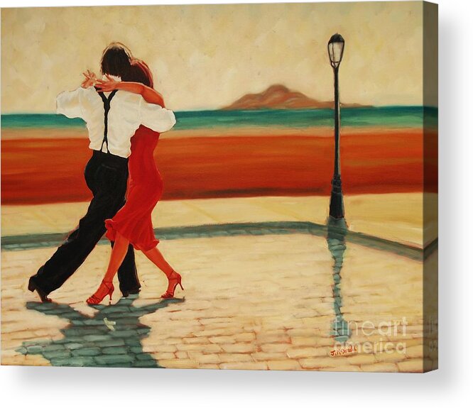 Tango Dancers Acrylic Print featuring the painting Tango Heat by Janet McDonald