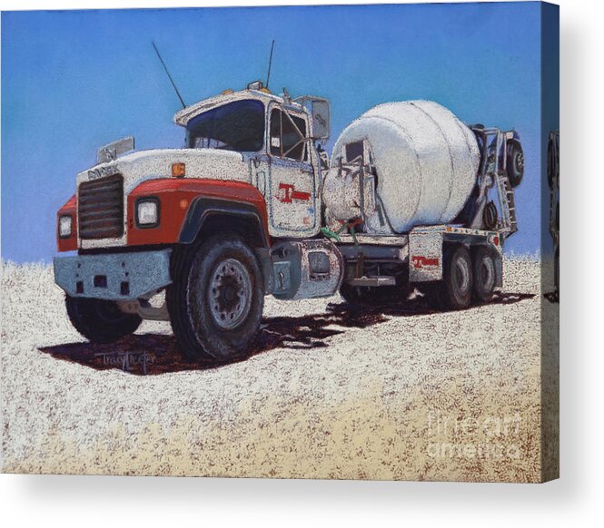 Tarbet Acrylic Print featuring the pastel Tarbet Cement Truck by Tracy L Teeter 