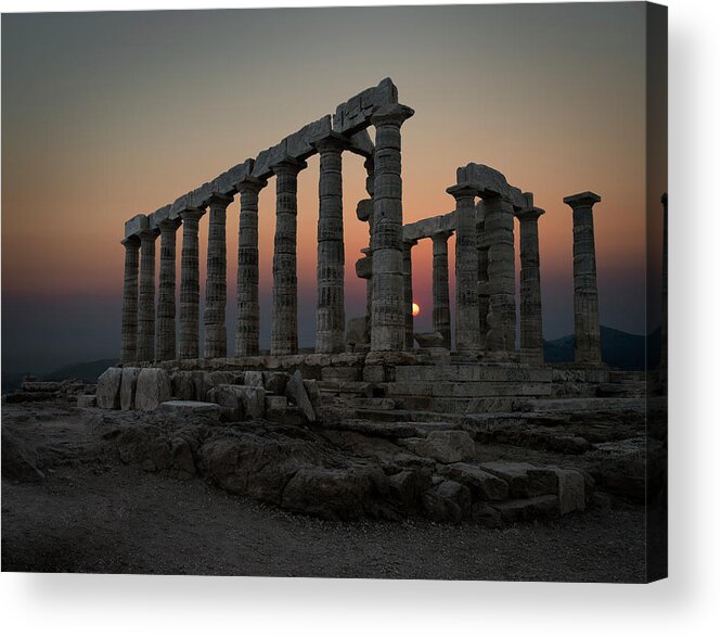 Scenics Acrylic Print featuring the photograph Temple Of Poseidon, Sounion, Greece by Ed Freeman
