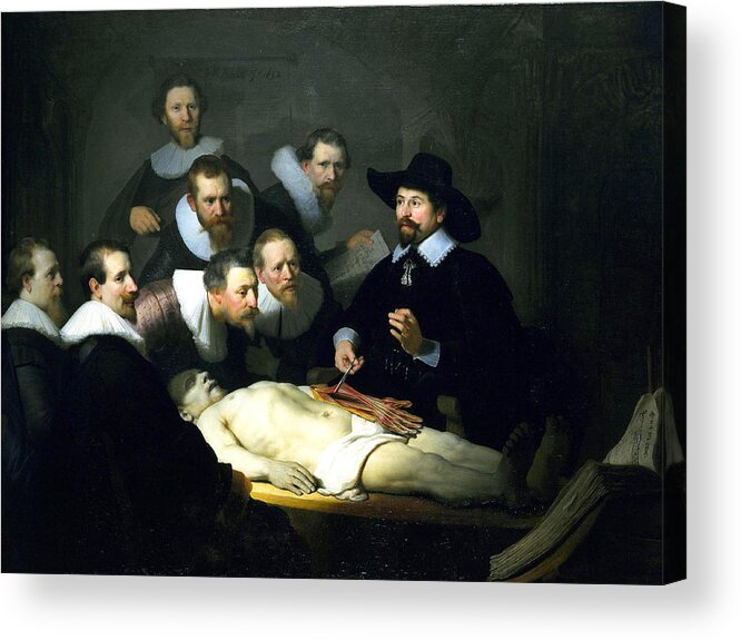 Rembrandt Acrylic Print featuring the digital art The Anatomy Lesson by Rembrandt